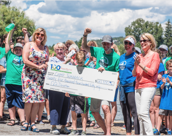 Happy campers from Camp Tamarack get a check for $25,350!